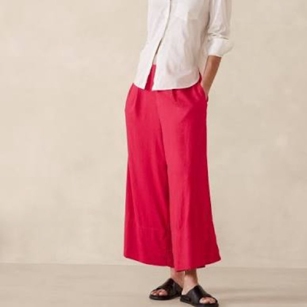 Banana Republic Linen Blend Wide Leg Pink Pants